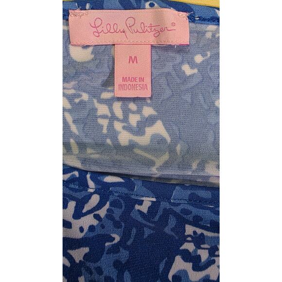 Lilly Pulitzer Give Em Shell Bay BLUE MADEIRA DRESS Ruche Waist Size M - Picture 4 of 6